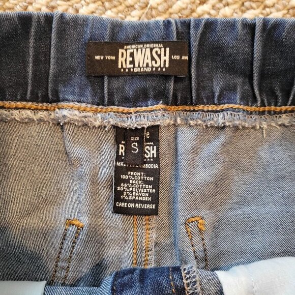 REWASH Juniors Denim Jogger Shorts Blue Size Small - Picture 5 of 12